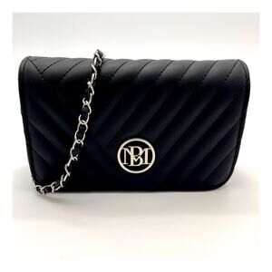 Badgley Mischka Studio Black Quilted Chain Crossbody Bag NWT